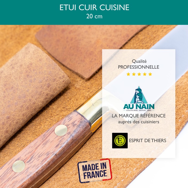 Trousse cuisinier cuir Au Nain Bistronome 5 couteaux