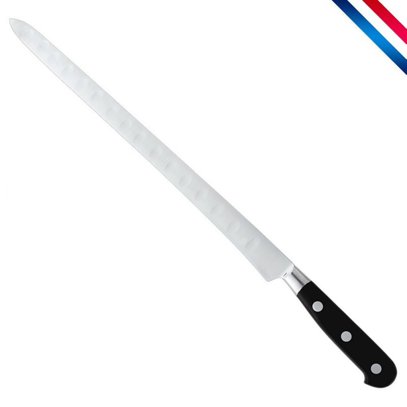Couteau à saumon lame étroite alvéolée SABATIER IDEAL FORGE 30 cm Poids :  0,450 kg - AUVERGNE COUTELLERIE